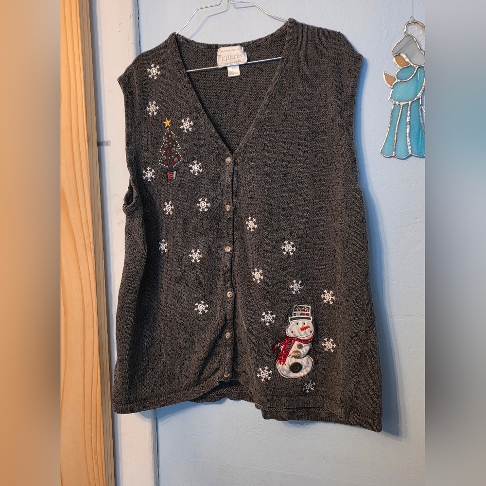 Christopher & Banks Charcoal V-Neck Sweater Vest
